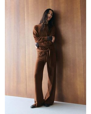 Mango Straight-Fit Trousers With Elastic Waist - Brown