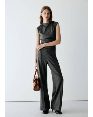 Mango Printed Top With Draped Details - Black