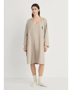 Mango Chemise De Nuit Lin Sable - Neutre