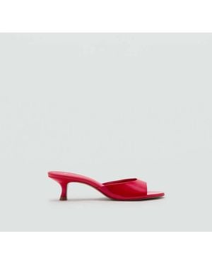 Mango Kitten-Heel Sandals With Strap - Red