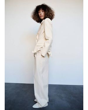 Mango Pantalon Costume Pinces Écru - Neutre