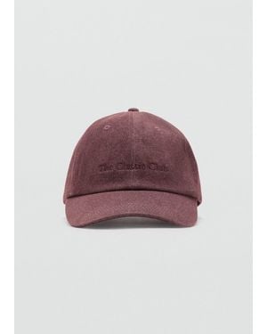 Mango Cotton Cap With Embroidered Slogan