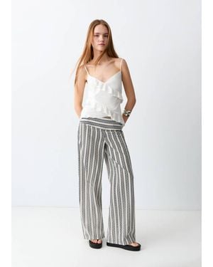 MANGO TEEN Printed Straight Trousers - White