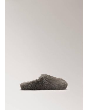 Mango Chaussons Maxi En Fausse Fourrure Gris