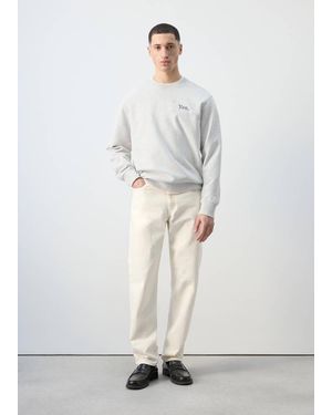 Mango Printed Sweatshirt 100% Cotton - White