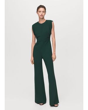 Mango Ruched Long Jumpsuit - Green