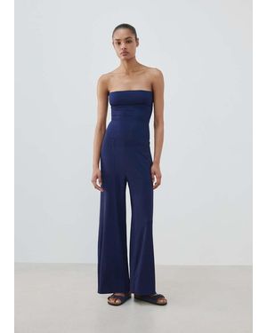 Mango Elastic Waist Flowy Trousers - Blue