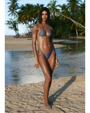 Mango Classic Striped Bikini Bottoms - Green