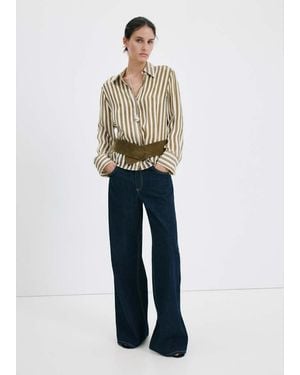 Mango Semi-Transparent Striped Lyocell Shirt - Blue