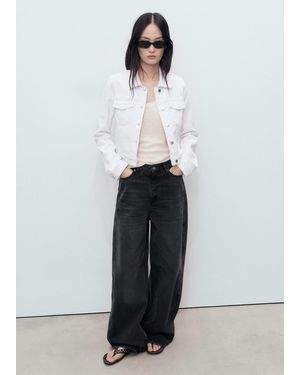 Mango Pockets Denim Jacket - White