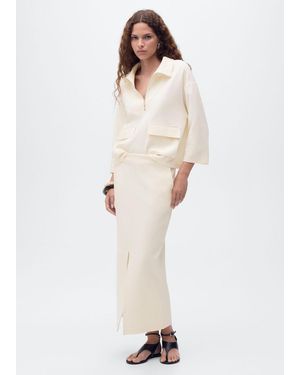Mango Three-Quarter Sleeve Jacket With Pockets - White