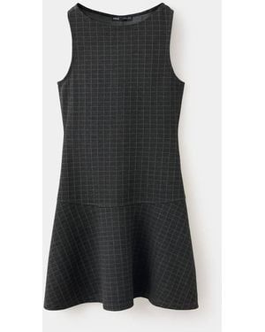 Mango Knitted Dress With Frill Hem - Black