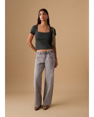 MANGO TEEN Short Studded T-Shirt - Natural