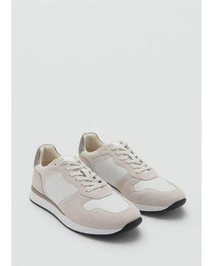 Mango Leather Mixed Trainers - White