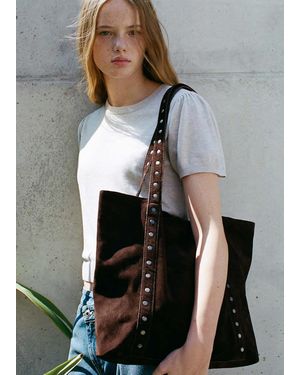 MANGO TEEN Leather Tote Bag - Grey