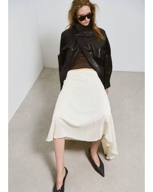 Mango Oversized-Lederjacke Mit Taschen - Natur
