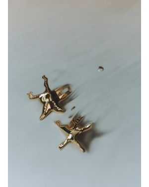 Mango Star Design Earrings - Metallic