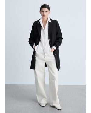 Mango Cotton Midi-Coat With Buttons - White