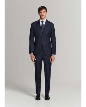 Mango Turin 100% Wool Suit Trousers - Blue