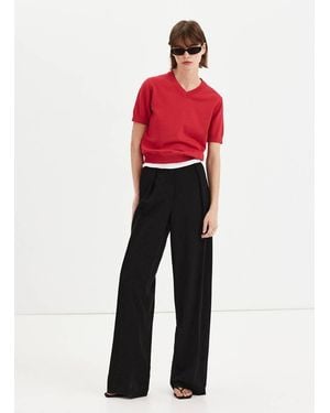 Mango V-Neck Knit Jumper - Red