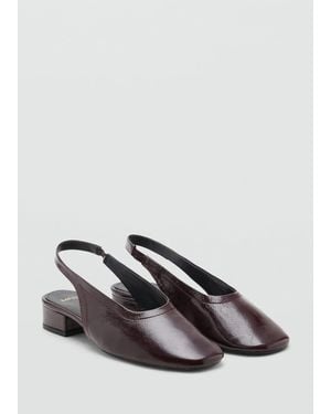 Mango Block Heel Leather Shoes - Red