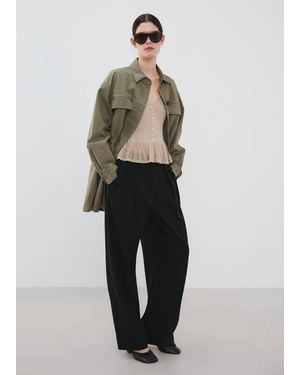 Mango Ruffle Knit Cardigan - Natural