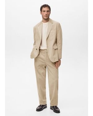 Mango Corduroy Regular-Fit Trousers - Natural