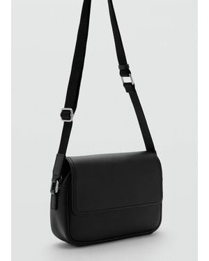Mango Leather Strap Bag - Black