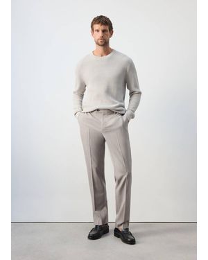 Mango Regular-Fit Wool-Blend Trousers - Grey