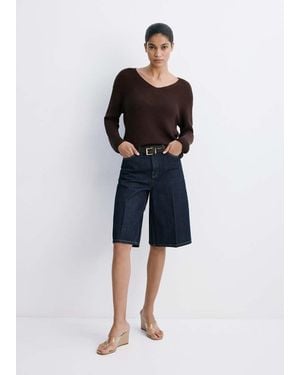 Mango Mid-Rise Denim Jorts - Blue