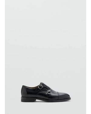 Mango Double Buckle Leather Shoe - Gray