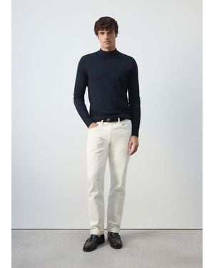 Mango Pullover 100% Lana Collo Alto - Bianco