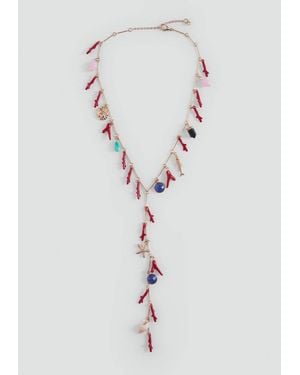 MANGO TEEN Pendant Necklace With Charm Details - White