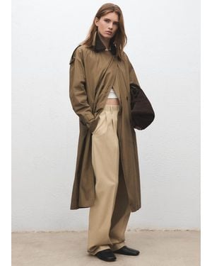 Mango Suede Shopper Bag With Bow Closure - Natural