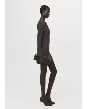 Mango Long-Sleeved Dress With Draped Neck - Natural