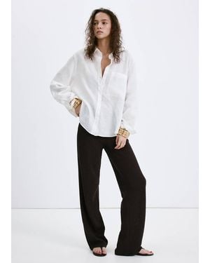 Mango Straight Knitted Trousers - White