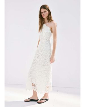 Mango Crochet Halter Dress - White