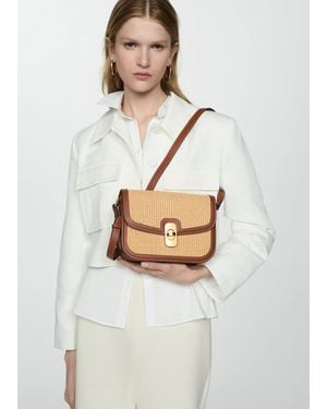 Mango Raffia-effect Shoulder Bag - Brown