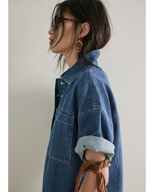 Mango Bead Hoop Earrings - Blue