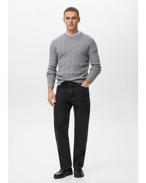 Mango Sammy Cropped Carrot-Fit Jeans Denim - Gray