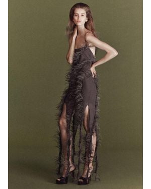 Mango Sandales Cuir Talon Plateforme Chocolat - Vert