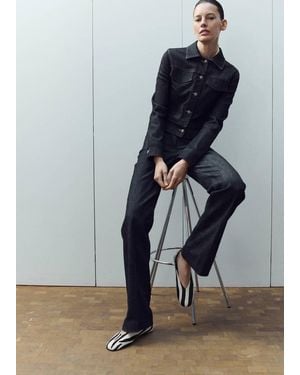 Mango Scarpe Pelle Pelliccia Cavigliera Nero - Blu