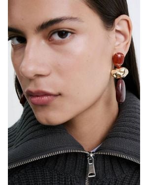 Mango Combined Resin Hanging Earrings - Brown