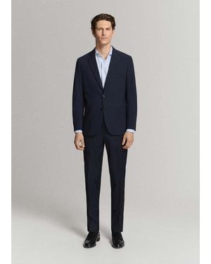 Mango 100% Cotton Slim-Fit Suit Shirt - Blue