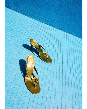 Mango Metallic Funnel-Heel Sandal - Blue