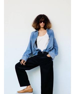 Mango Pantalon Ballon En Velours Côtelé Bleu Nuit