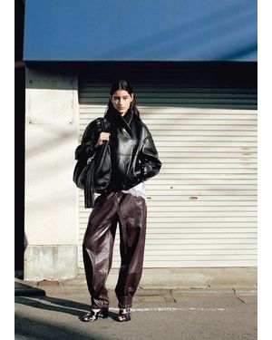 Mango Bomber Jacket With Wrap-Around Collar - Blue