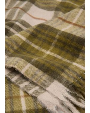Mango Check Scarf With Fringed Ends - Green