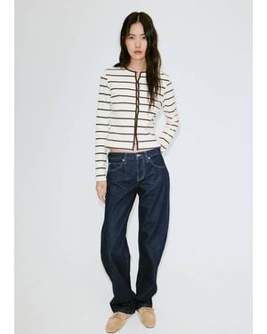 Mango Stripped Knit Cardigan - Blue
