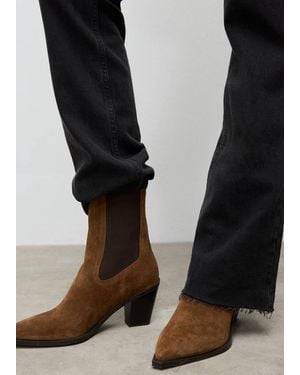 Mango Suede Ankle Boot With Pointed Panels - Black